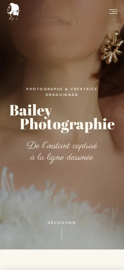 Version mobile du site de Bailey Photographie