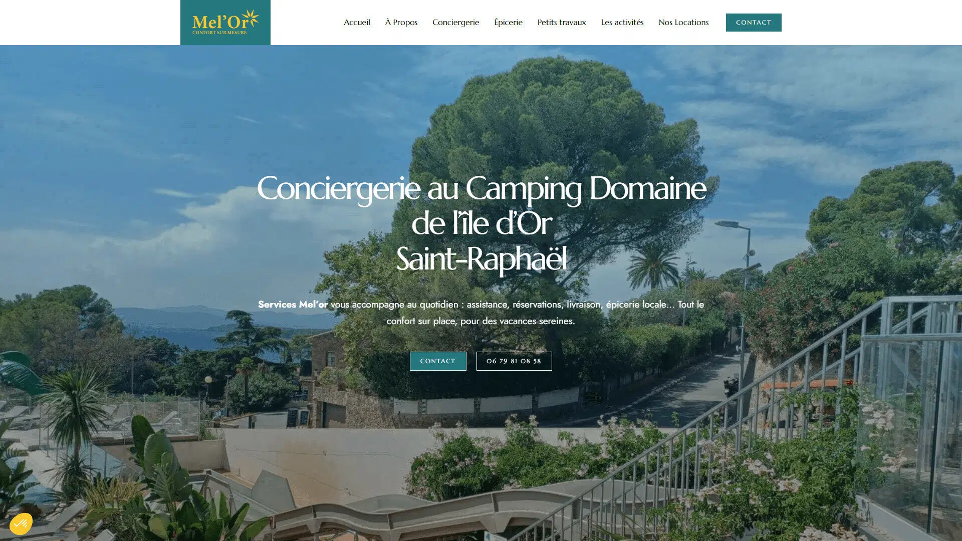 Vue du camping Domaine de l’Île d’Or à Saint-Raphaël, site de la conciergerie Services Mel’or.