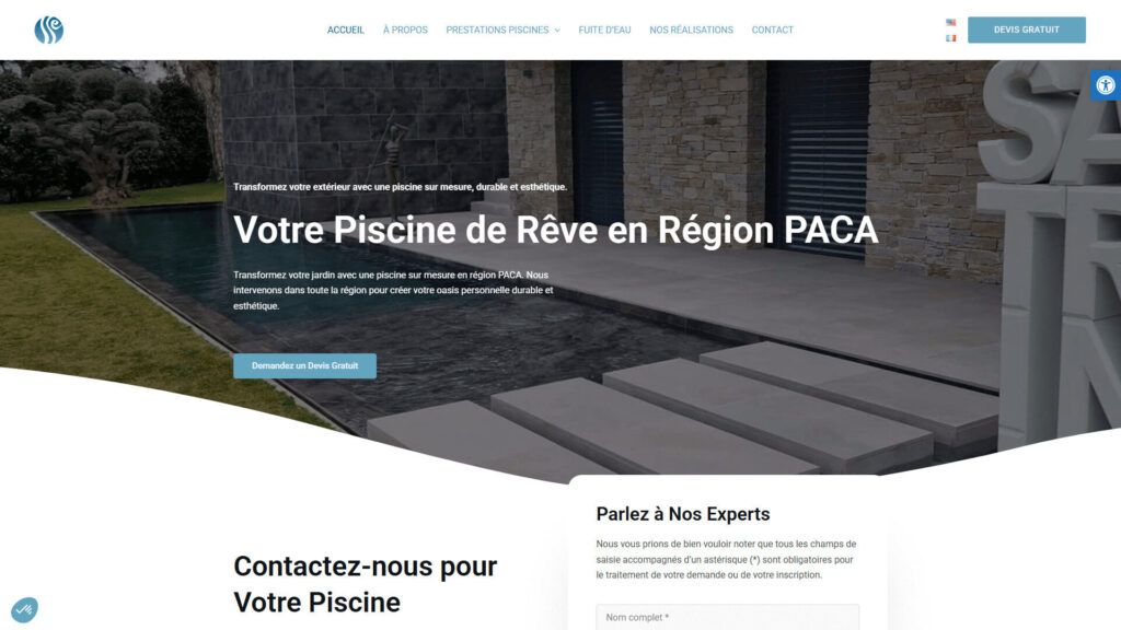 Piscine sur mesure réalisée par SSE Piscines dans le Sud de la France.