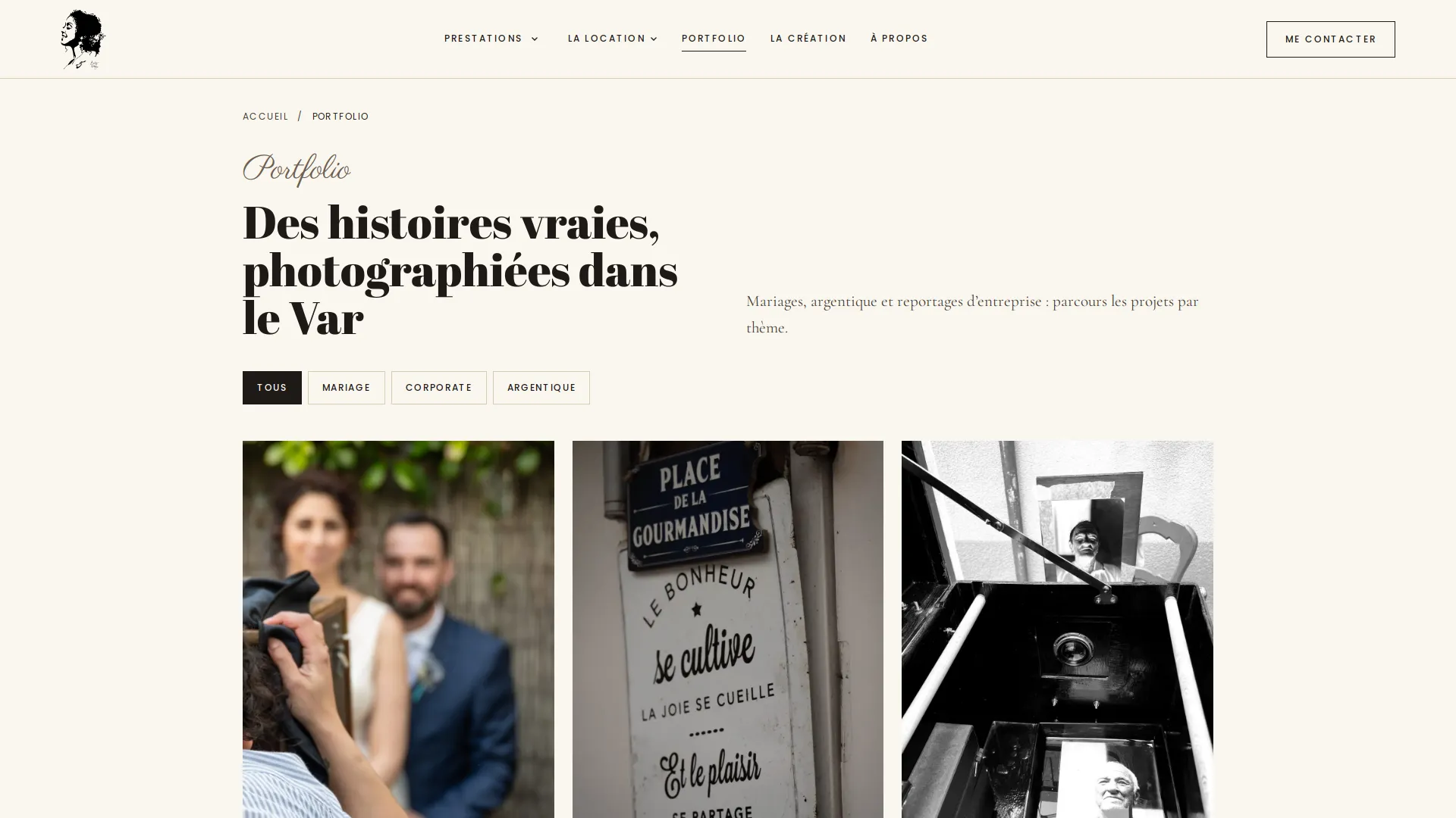 Bailey Photographie — Portfolio filtrable par thème